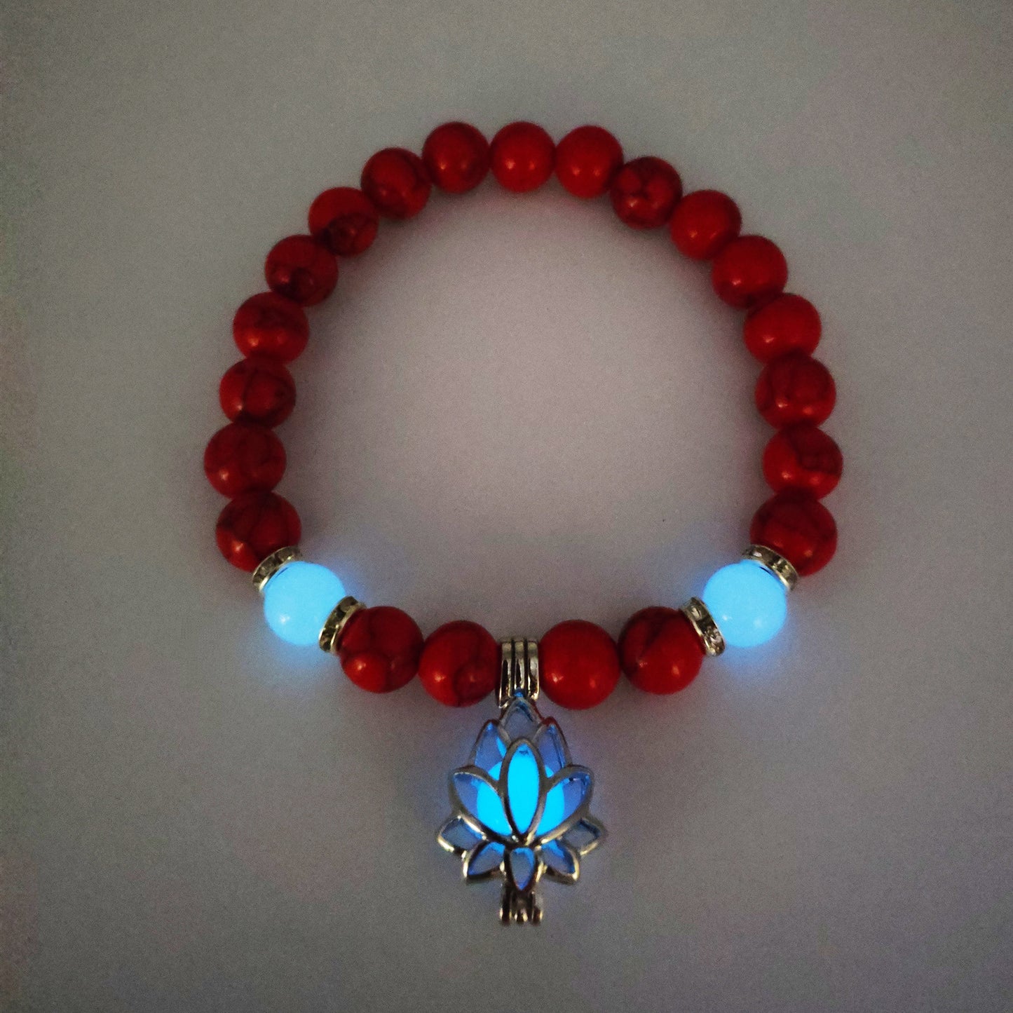 Energy Luminous Lotus Natural Stone Bracelet Yoga Healing Luminous Glow In The Dark Charm Beads Bracelet For Men & Women