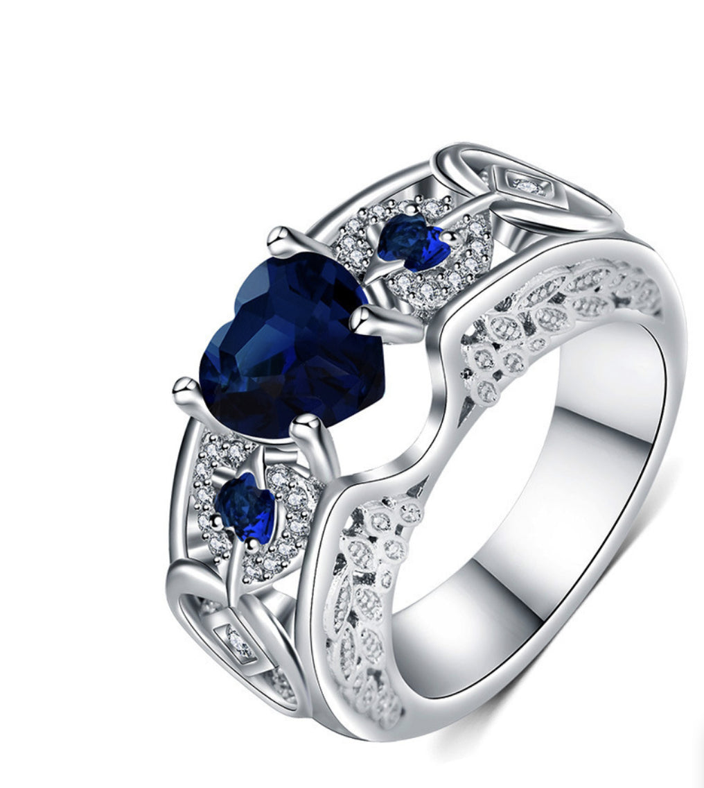 Princess Heart-Shaped Ruby Engagement Ring – Elegant Romantic Gemstone Ring