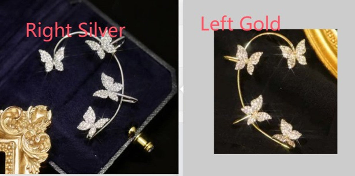 Fashion Butterfly Ear Clip & Ear Hook Earrings – Elegant Women's Jewelry Accessories
