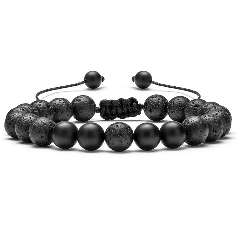Tiger Eye & Matte Black Agate Couple Bracelets – Natural Stone Beaded Set