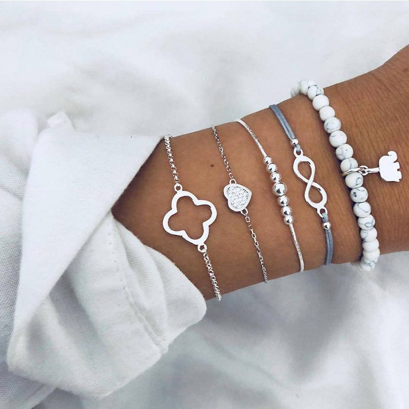 Bead Chain Bracelet & Anklet Set – Layered Fashion Jewelry for Women