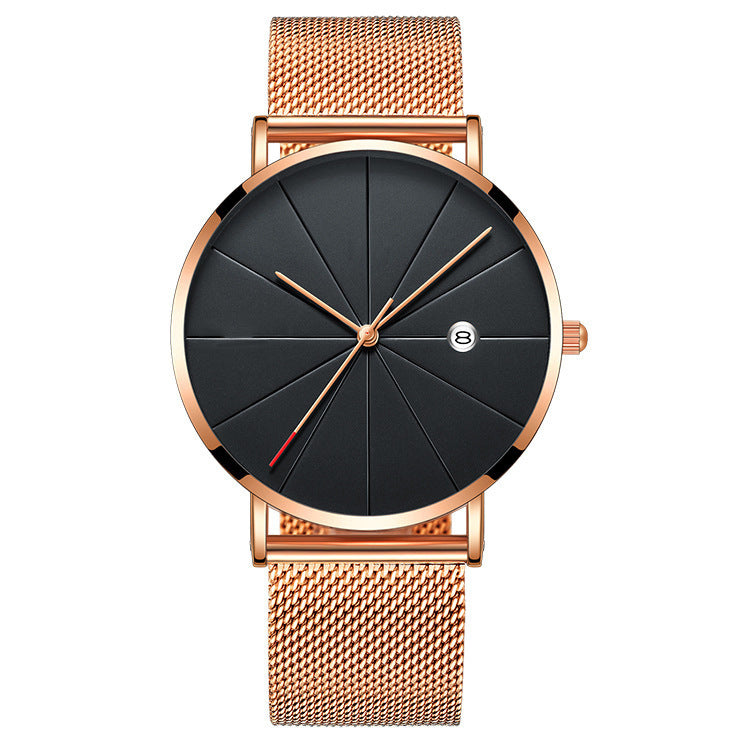 Simple Calendar Creative Waterproof Quartz Watch – Men's Everyday Wristwatch