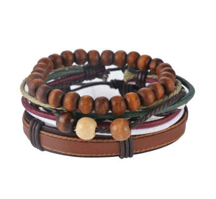 Multilayer Leather Punk Wrap Bracelet – Beaded Vintage Style for Men & Women