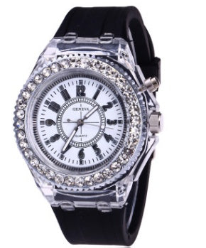 LED Luminous Geneva Quartz Watch – Women’s Silicone Bracelet Wristwatch