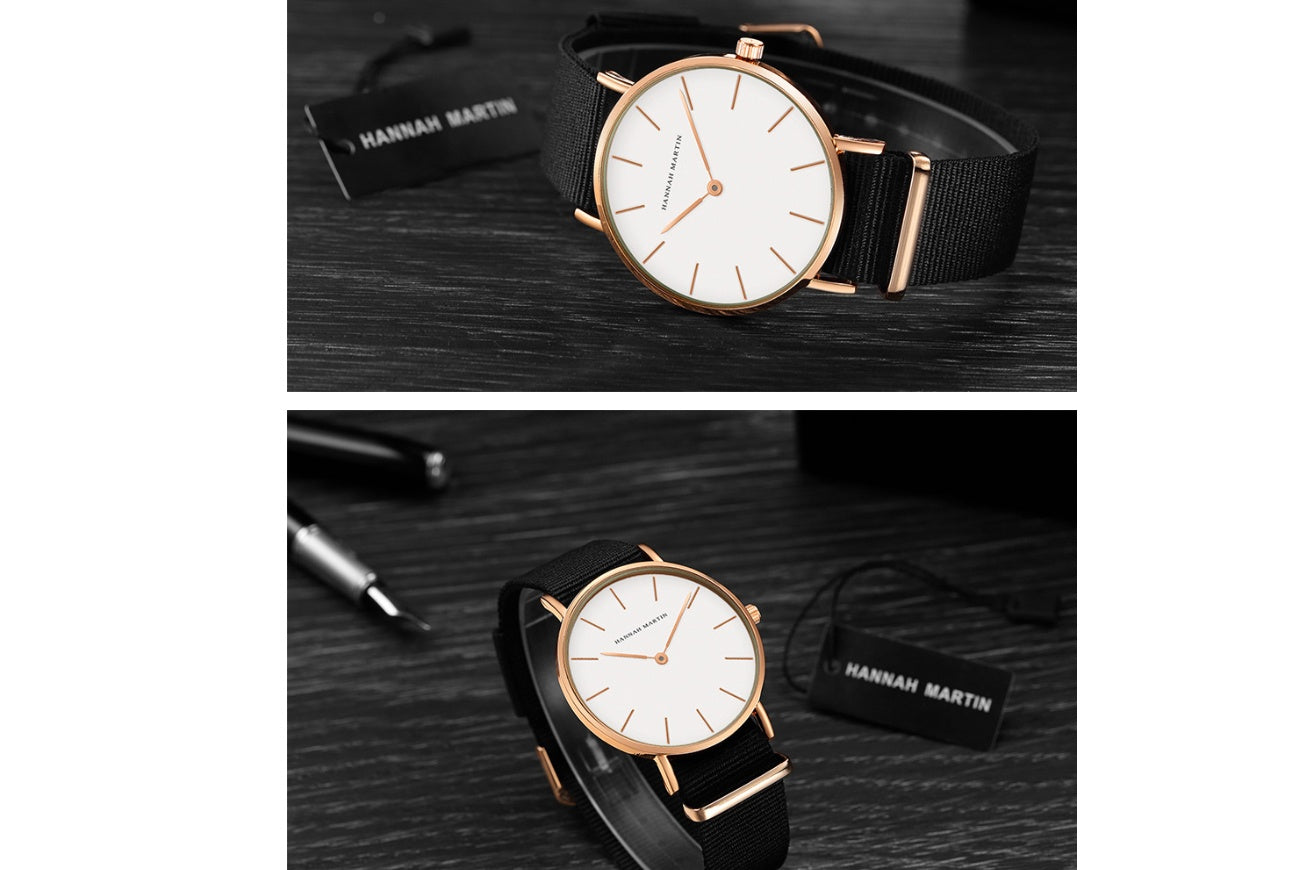 Ultra-Thin Quartz Watch – Waterproof Business Casual Black Belt Watch for Men & Women