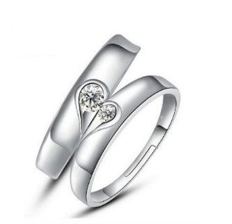 Silver Heart Diamond Couple Love Wedding Ring – Men & Women Engagement Ring Set
