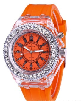 LED Luminous Geneva Quartz Watch – Women’s Silicone Bracelet Wristwatch