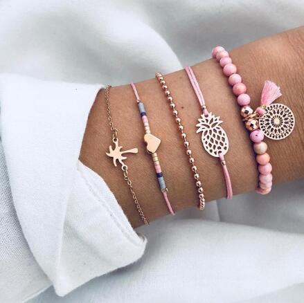 Bead Chain Bracelet & Anklet Set – Layered Fashion Jewelry for Women
