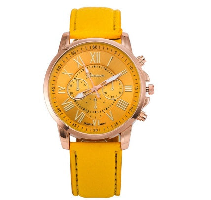 Three Eye Retro Geneva Quartz Watch – Trendy Couples & Students Belt Watch