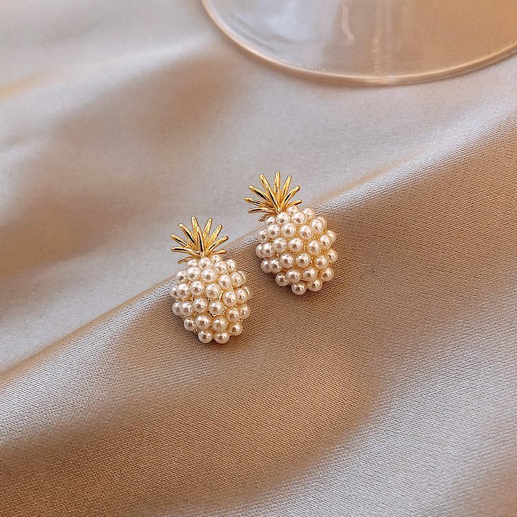 Pineapple Starfish Pearl Earrings – Cute Tropical Beach Stud Earrings for Women