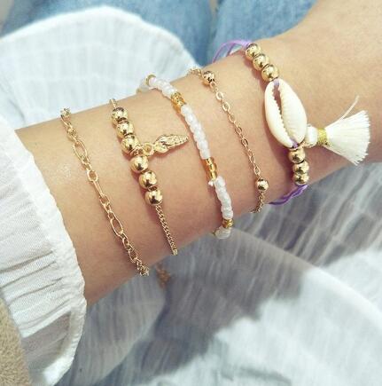 Bead Chain Bracelet & Anklet Set – Layered Fashion Jewelry for Women