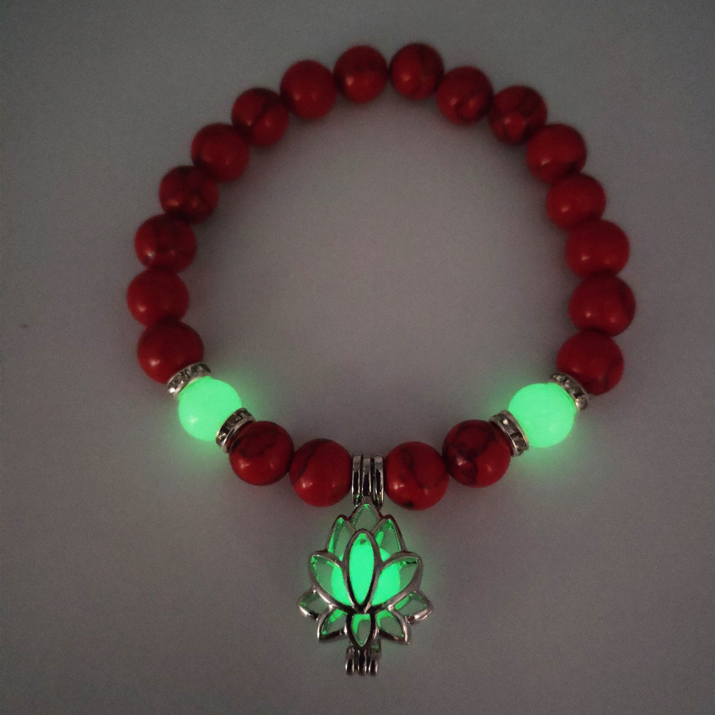 Energy Luminous Lotus Natural Stone Bracelet Yoga Healing Luminous Glow In The Dark Charm Beads Bracelet For Men & Women