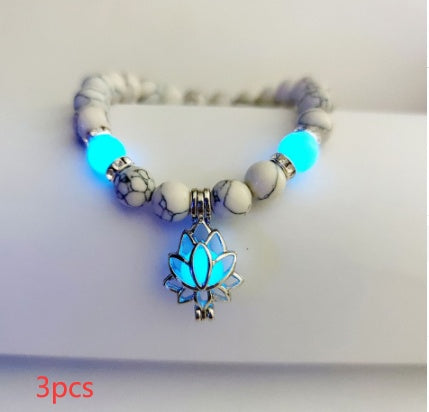 Energy Luminous Lotus Natural Stone Bracelet Yoga Healing Luminous Glow In The Dark Charm Beads Bracelet For Men & Women