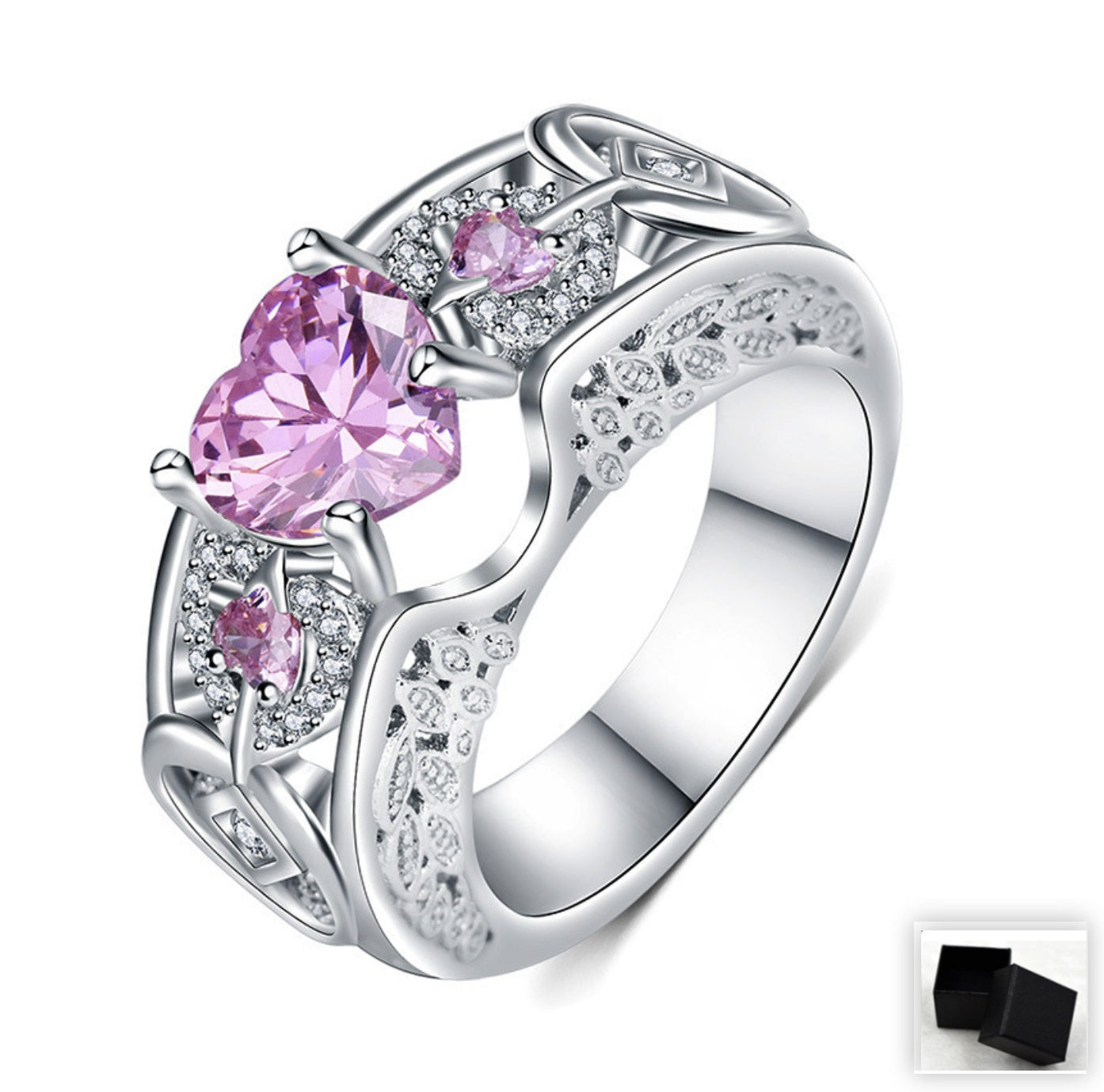 Princess Heart-Shaped Ruby Engagement Ring – Elegant Romantic Gemstone Ring