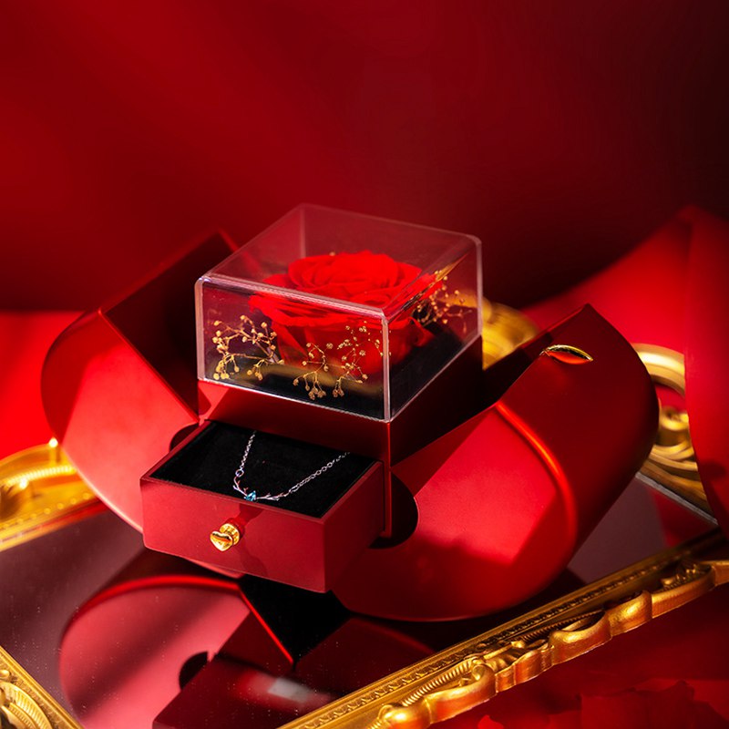Eternal Rose Jewelry Gift Box With Necklace