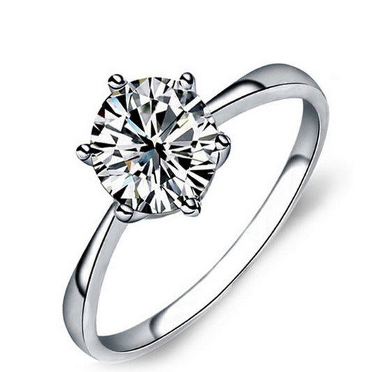 925 Silver Six-Prong Zirconia Engagement Ring – High-Diamond Couple Wedding Ring