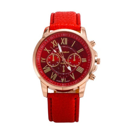 Three Eye Retro Geneva Quartz Watch – Trendy Couples & Students Belt Watch
