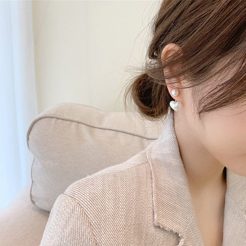 Simple Temperament Love Pearl Stud Earrings – Elegant Romantic Pearl Earrings for Women