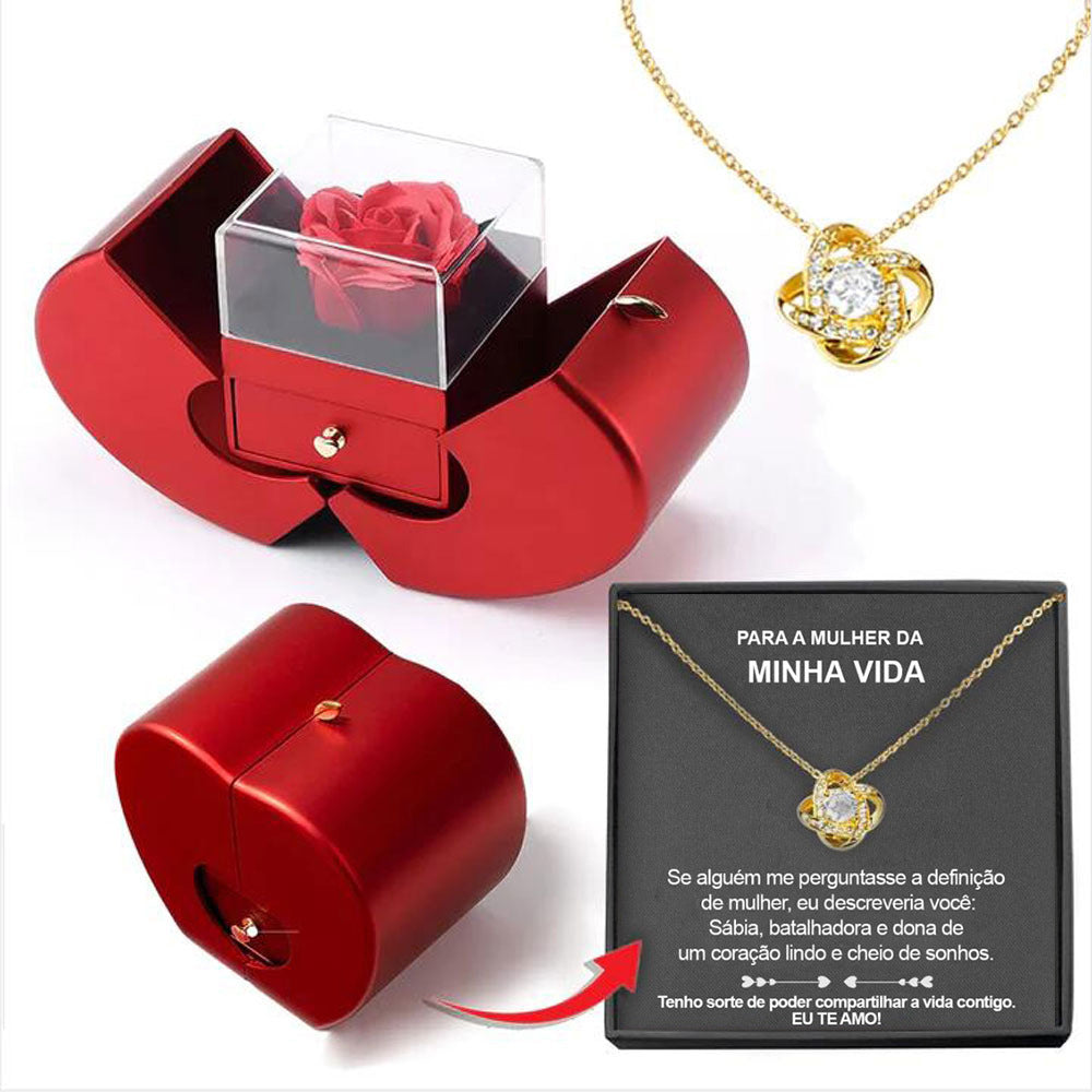 Eternal Rose Jewelry Gift Box With Necklace