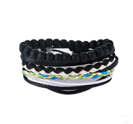 Multilayer Leather Punk Wrap Bracelet – Beaded Vintage Style for Men & Women