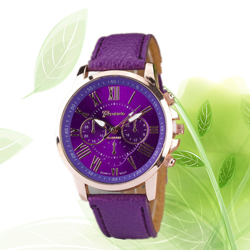 Three Eye Retro Geneva Quartz Watch – Trendy Couples & Students Belt Watch