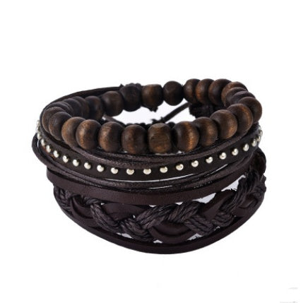 Multilayer Leather Punk Wrap Bracelet – Beaded Vintage Style for Men & Women