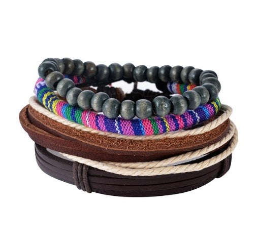 Multilayer Leather Punk Wrap Bracelet – Beaded Vintage Style for Men & Women