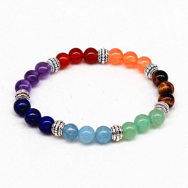 Reiki Seven Chakra Natural Stone Yoga Bracelet – Agate Tiger Eye Crystal Healing Bracelet