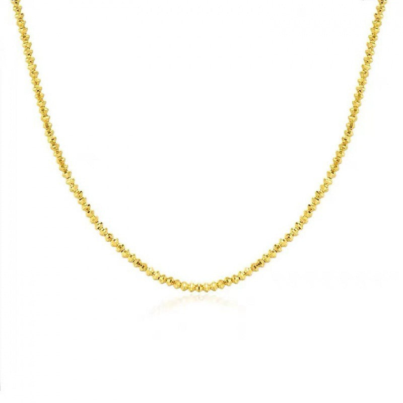 18K Gold Bungee Laser Bead Wave Chain Necklace – Elegant Women's Jewelry