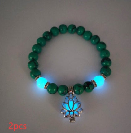 Energy Luminous Lotus Natural Stone Bracelet Yoga Healing Luminous Glow In The Dark Charm Beads Bracelet For Men & Women