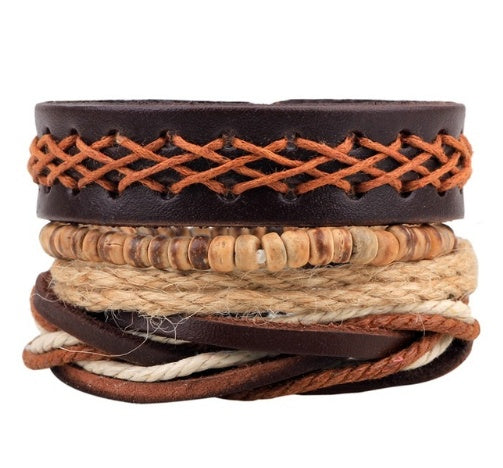 Multilayer Leather Punk Wrap Bracelet – Beaded Vintage Style for Men & Women