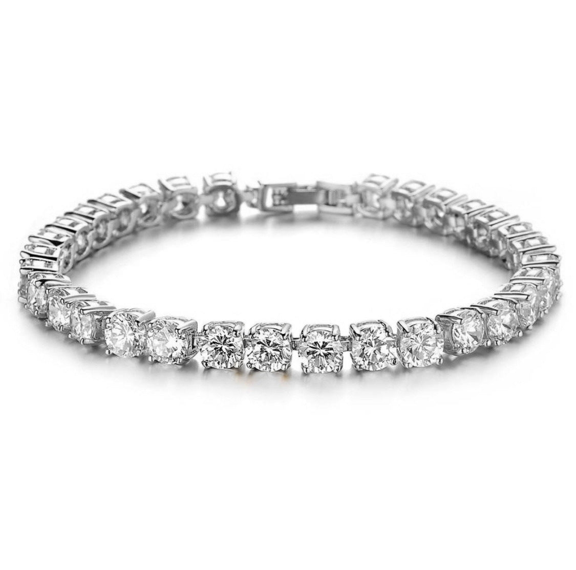 Iced Out Hip Hop Tennis Bracelet – Single Row Rhinestone Zirconia Link Chain Jewelry