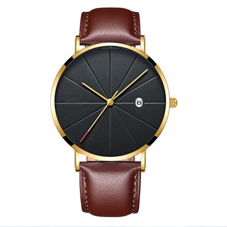 Simple Calendar Creative Waterproof Quartz Watch – Men's Everyday Wristwatch
