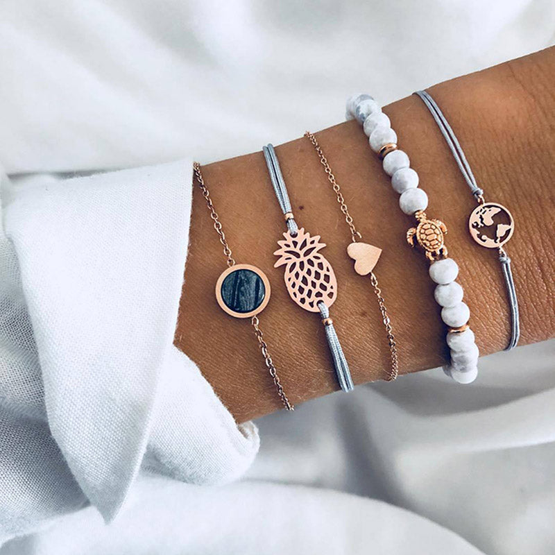 Bead Chain Bracelet & Anklet Set – Layered Fashion Jewelry for Women