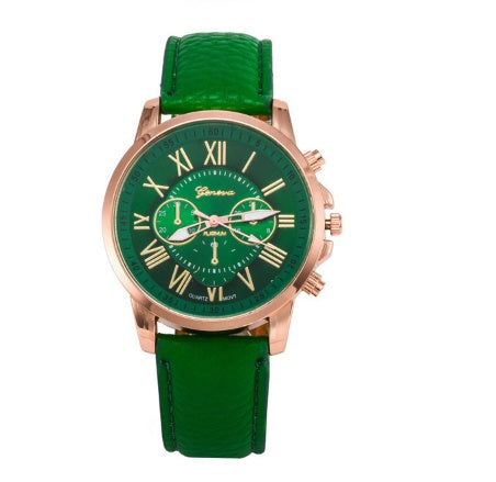 Three Eye Retro Geneva Quartz Watch – Trendy Couples & Students Belt Watch