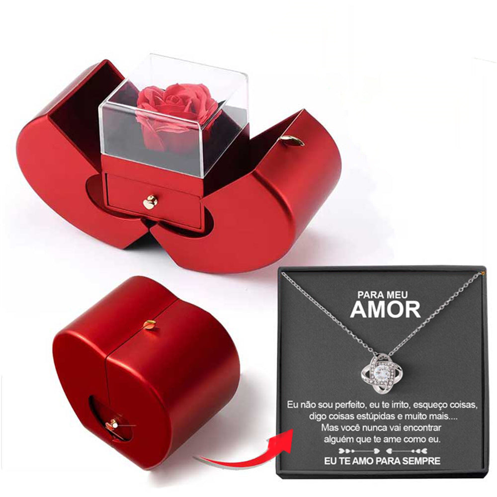 Eternal Rose Jewelry Gift Box With Necklace