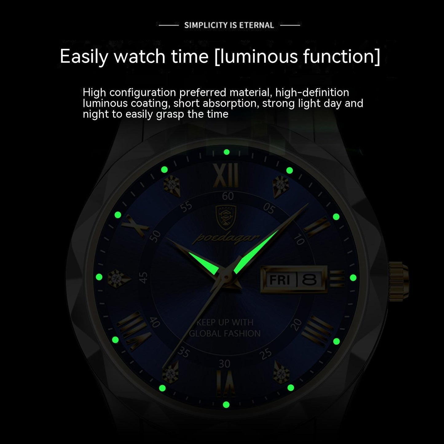 Men's Waterproof Double Calendar Luminous Quartz Watch – Multifunctional Wristwatch