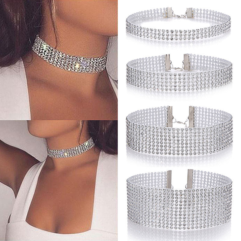 Full Crystal Rhinestone Choker Necklace – Glamorous Wedding Jewelry for Women