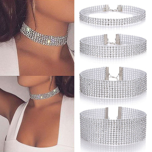 Full Crystal Rhinestone Choker Necklace – Glamorous Wedding Jewelry for Women