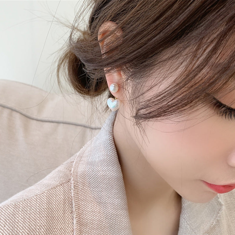 Simple Temperament Love Pearl Stud Earrings – Elegant Romantic Pearl Earrings for Women