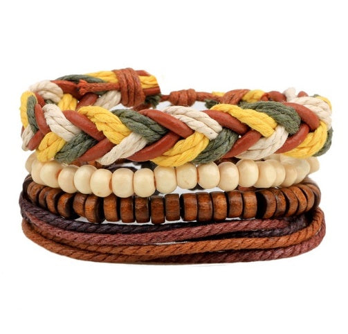 Multilayer Leather Punk Wrap Bracelet – Beaded Vintage Style for Men & Women