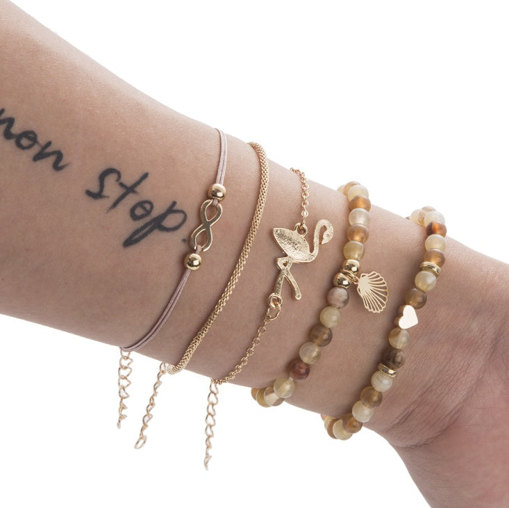 Bead Chain Bracelet & Anklet Set – Layered Fashion Jewelry for Women