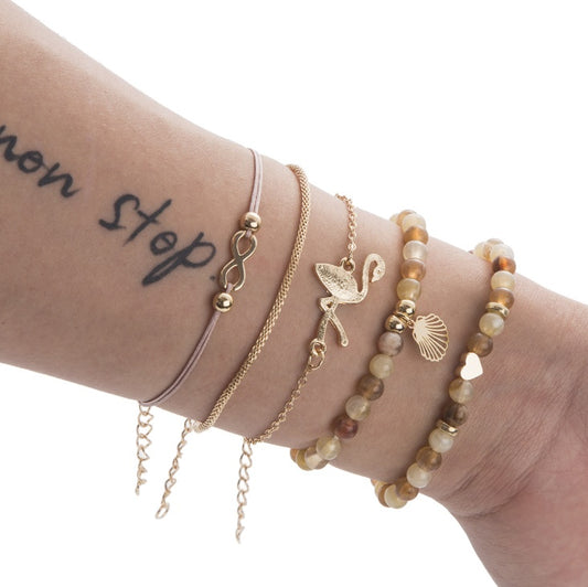Bead Chain Bracelet & Anklet Set – Layered Fashion Jewelry for Women