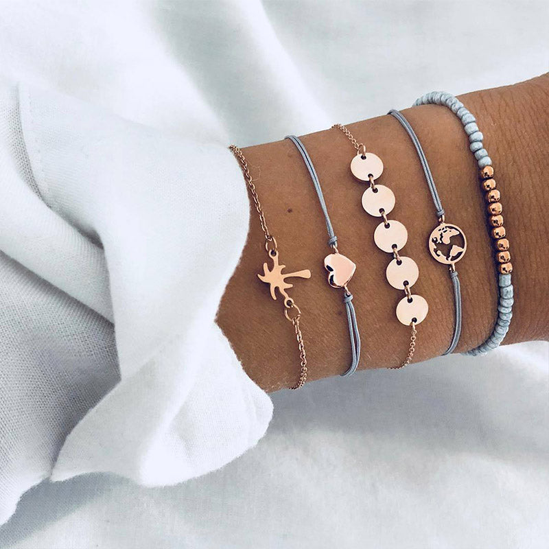 Bead Chain Bracelet & Anklet Set – Layered Fashion Jewelry for Women