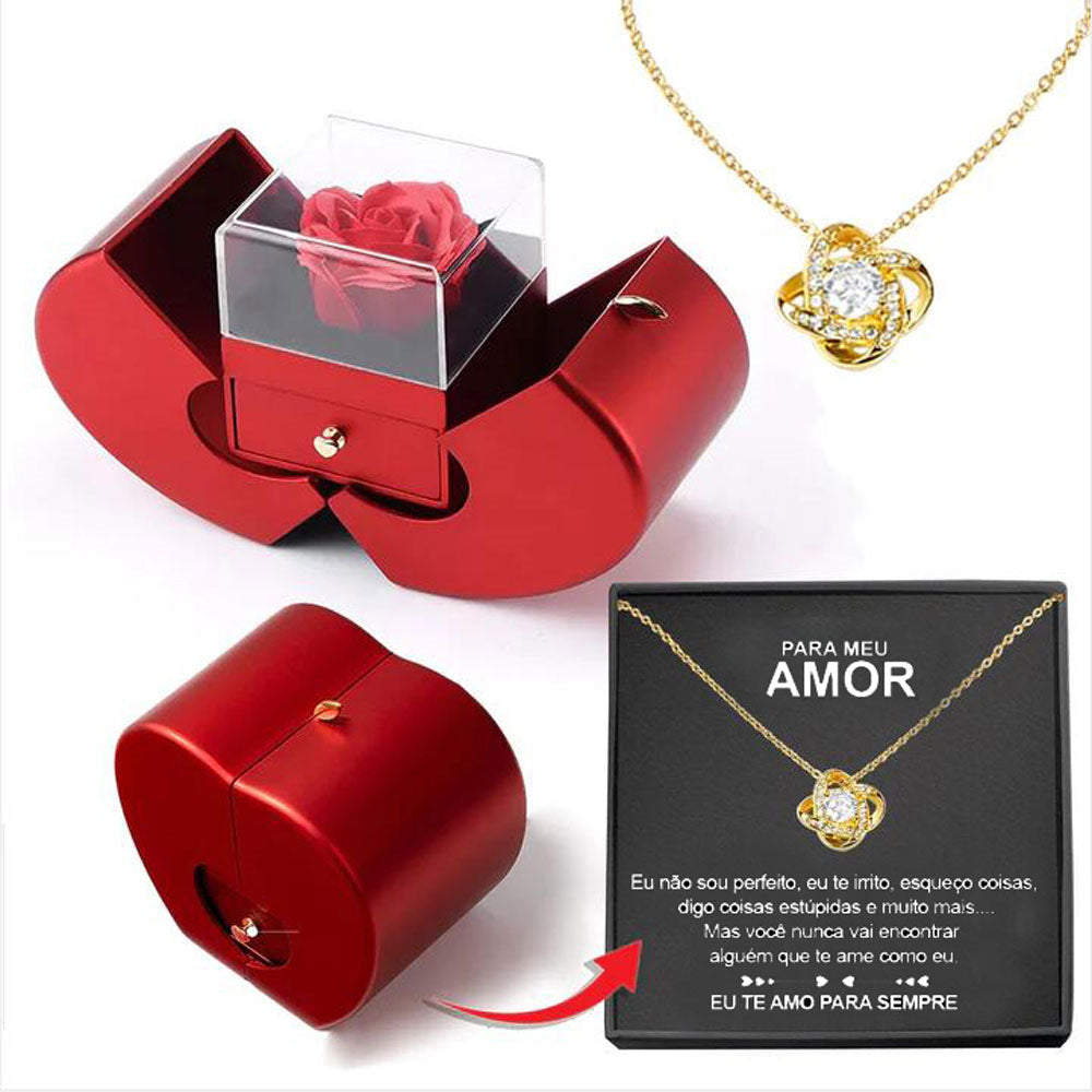 Eternal Rose Jewelry Gift Box With Necklace