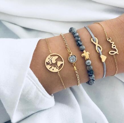 Bead Chain Bracelet & Anklet Set – Layered Fashion Jewelry for Women
