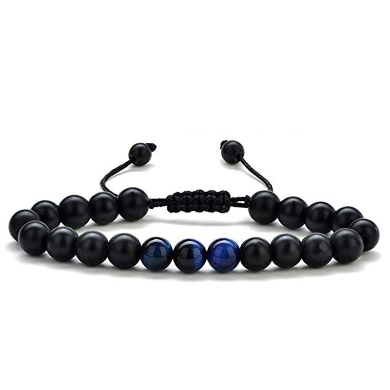 Tiger Eye & Matte Black Agate Couple Bracelets – Natural Stone Beaded Set