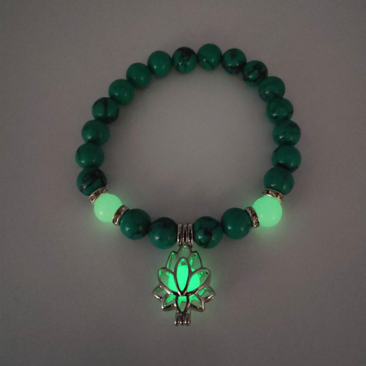 Energy Luminous Lotus Natural Stone Bracelet Yoga Healing Luminous Glow In The Dark Charm Beads Bracelet For Men & Women