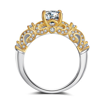 Four-Claw Inlay Simulation Diamond Ring – Classic Solitaire Engagement Ring