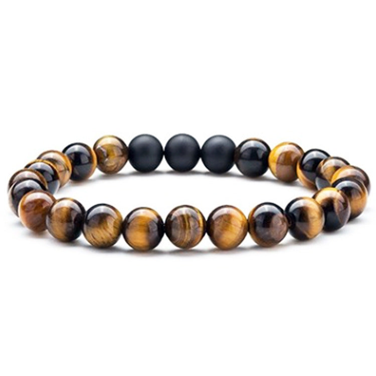 Tiger Eye & Matte Black Agate Couple Bracelets – Natural Stone Beaded Set
